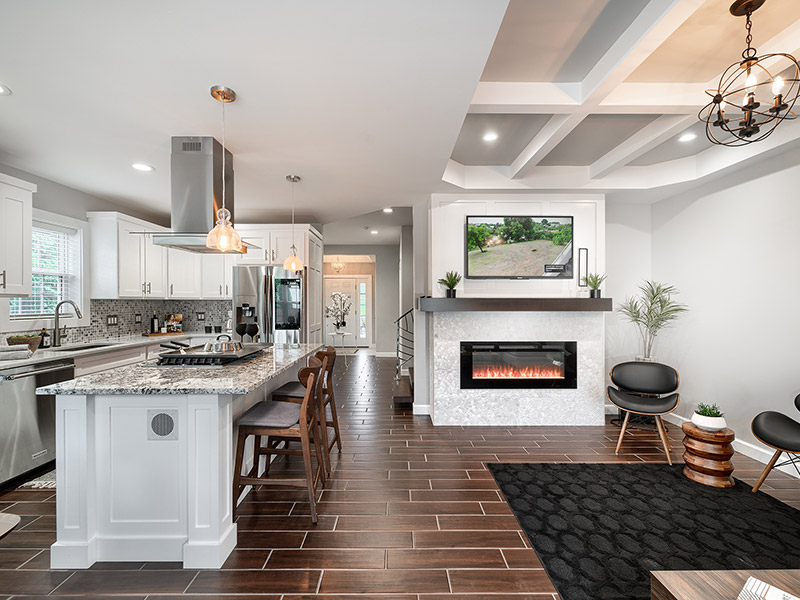 Kitchen, Living Room, Dining Room